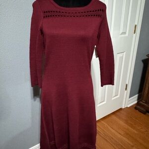 Liz Claiborne 3/4 length Sleeve Burgundy Dress